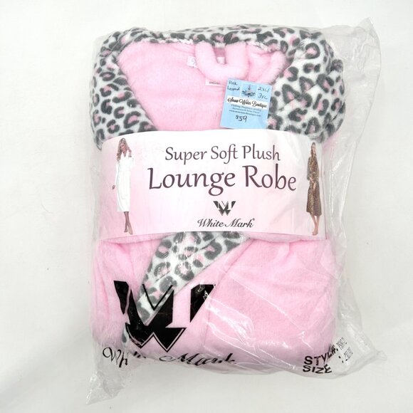 NWT PINK & GRAY SUPER SOFT PLUSH LEOPARD PRINT LOUNGE SPA ROBE - 2XL/3XL - Picture 6 of 7